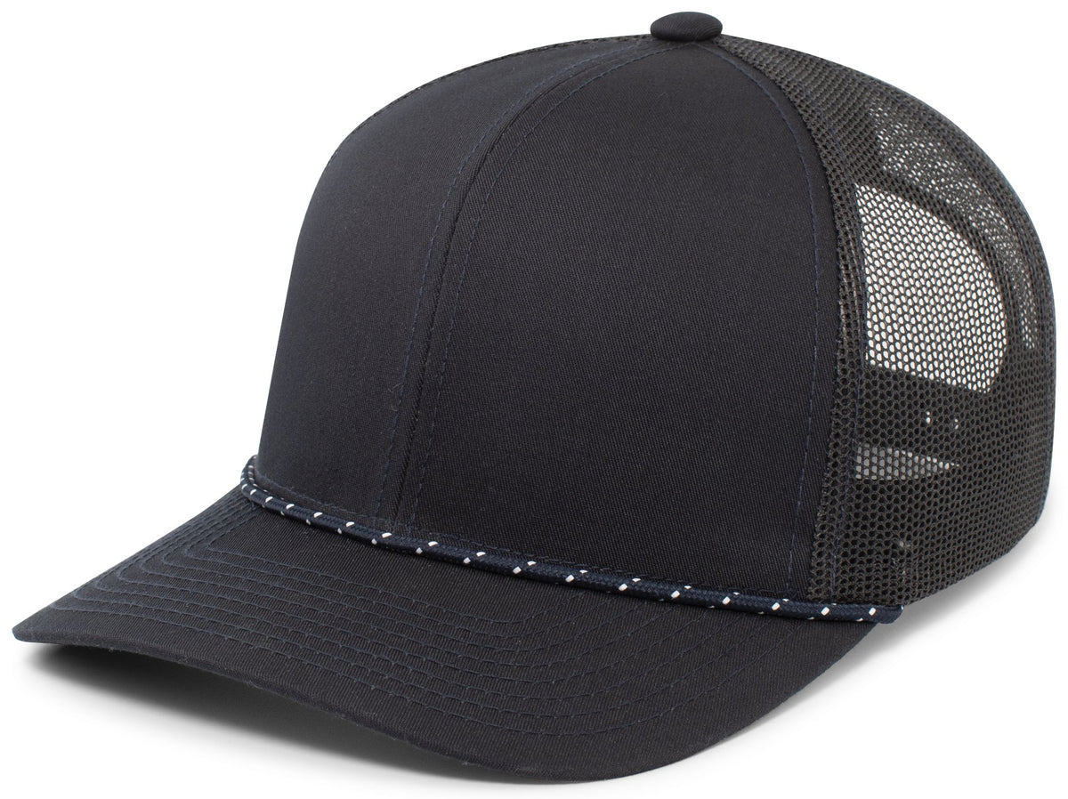 Pacific Headwear Trucker Snapback Braid Cap - NAVY