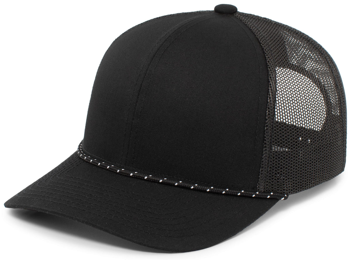 Pacific Headwear Trucker Snapback Braid Cap - BLACK