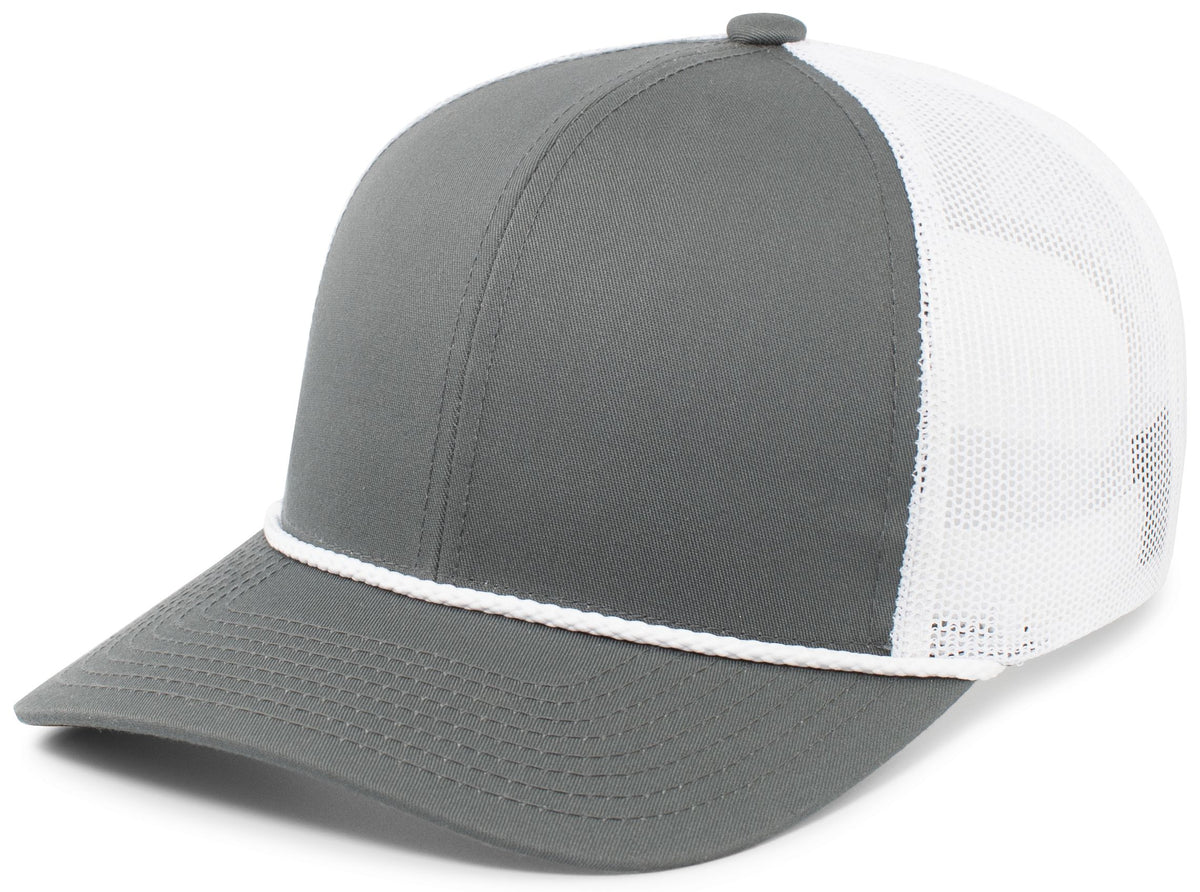 Pacific Headwear Trucker Snapback Braid Cap - GRAPHITE/WHITE/GRAPHITE