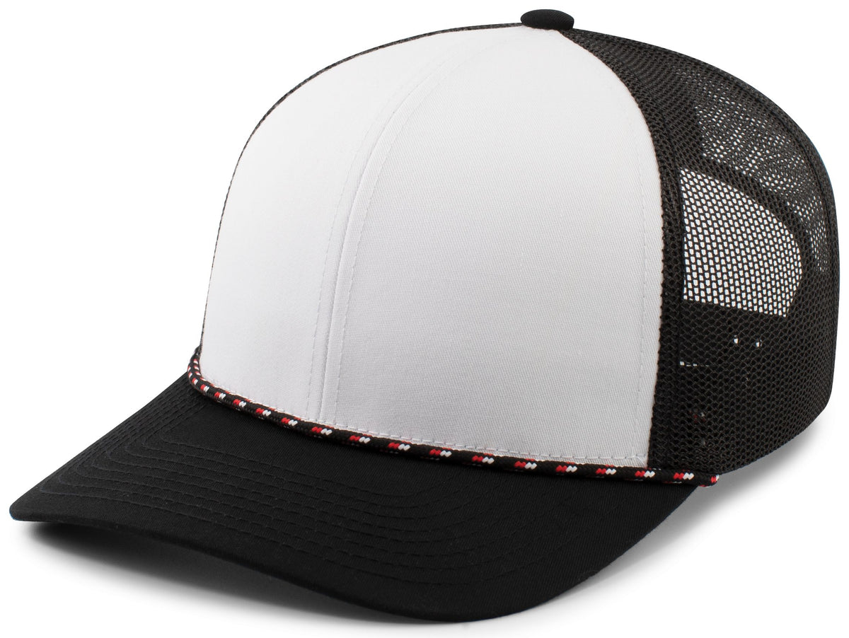 Pacific Headwear Trucker Snapback Braid Cap - WHITE/BLACK/BLACK