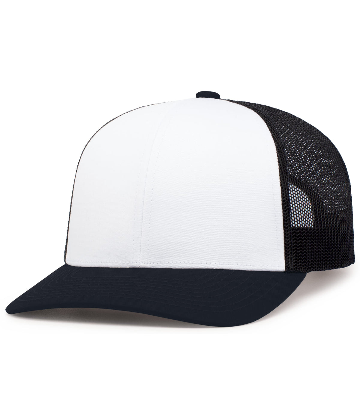 Pacific Headwear Trucker Snapback Cap - WHITE/NAVY