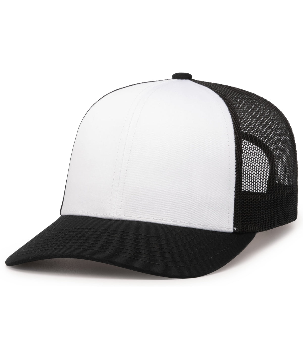 Pacific Headwear Trucker Snapback Cap - WHITE/BLACK