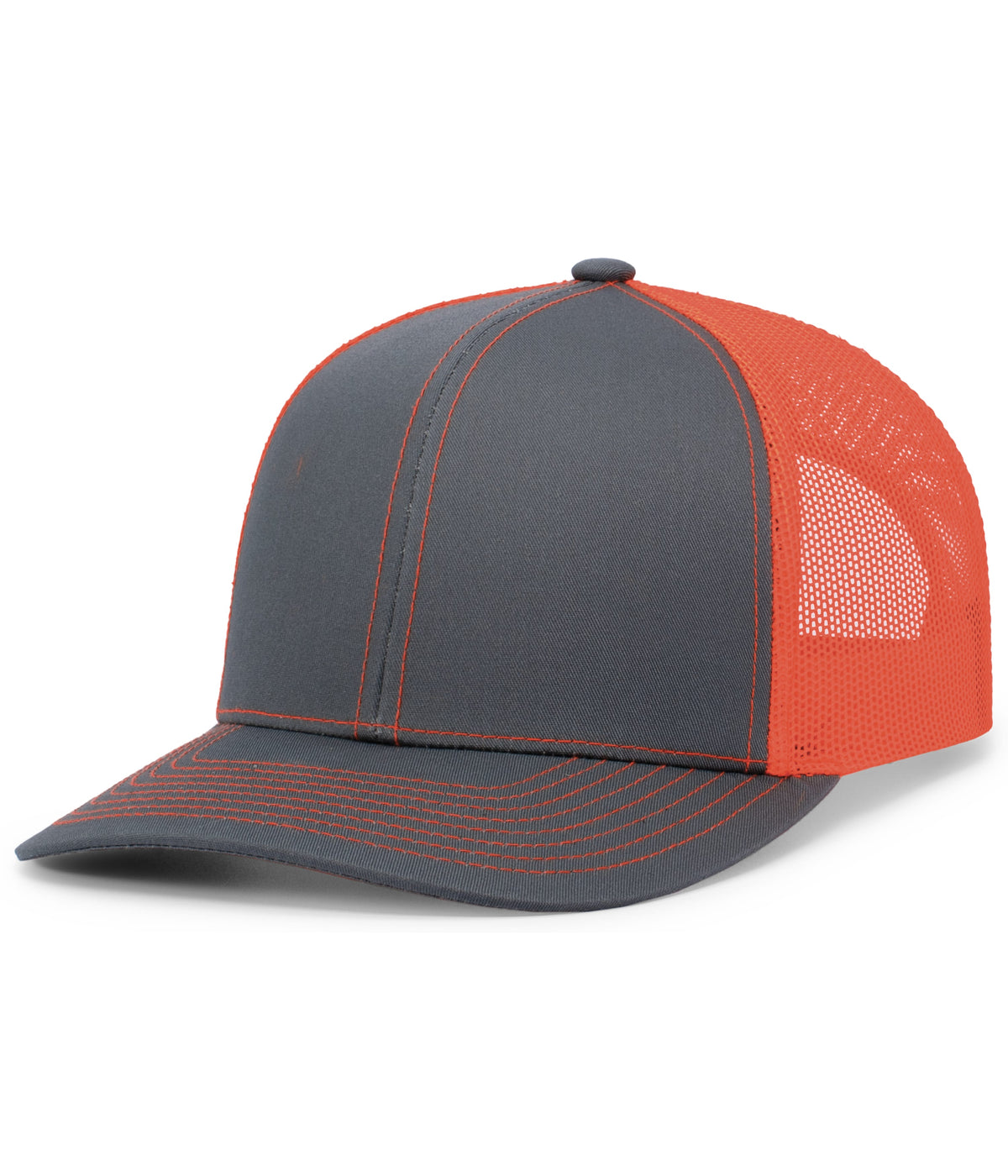 Pacific Headwear Trucker Snapback Cap - GRAPHITE/NEON ORANGE/GRAPHITE