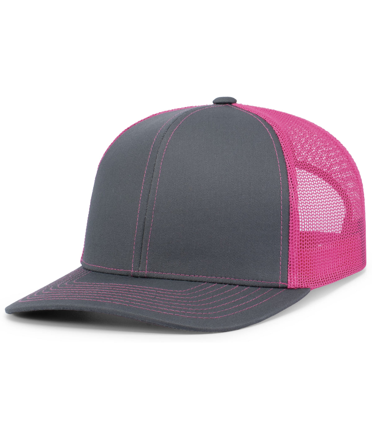 Pacific Headwear Trucker Snapback Cap - GRAPHITE/PINK/GRAPHITE