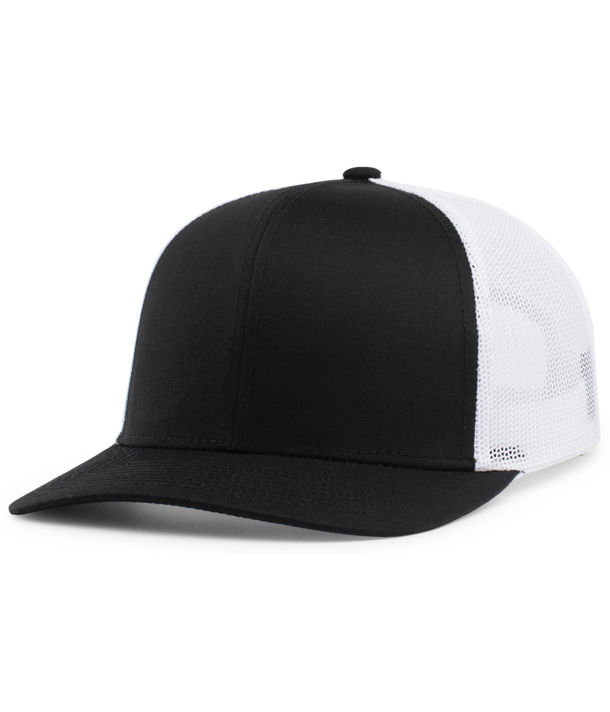 Pacific Headwear Trucker Snapback Cap - BLACK/WHITE/BLACK