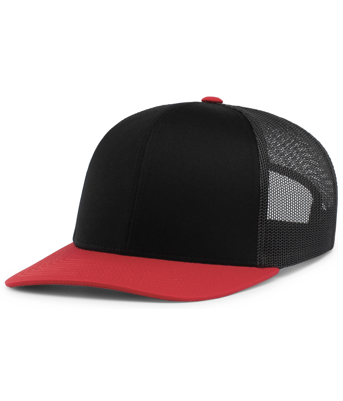 Pacific Headwear Trucker Snapback Cap - BLACK/RED