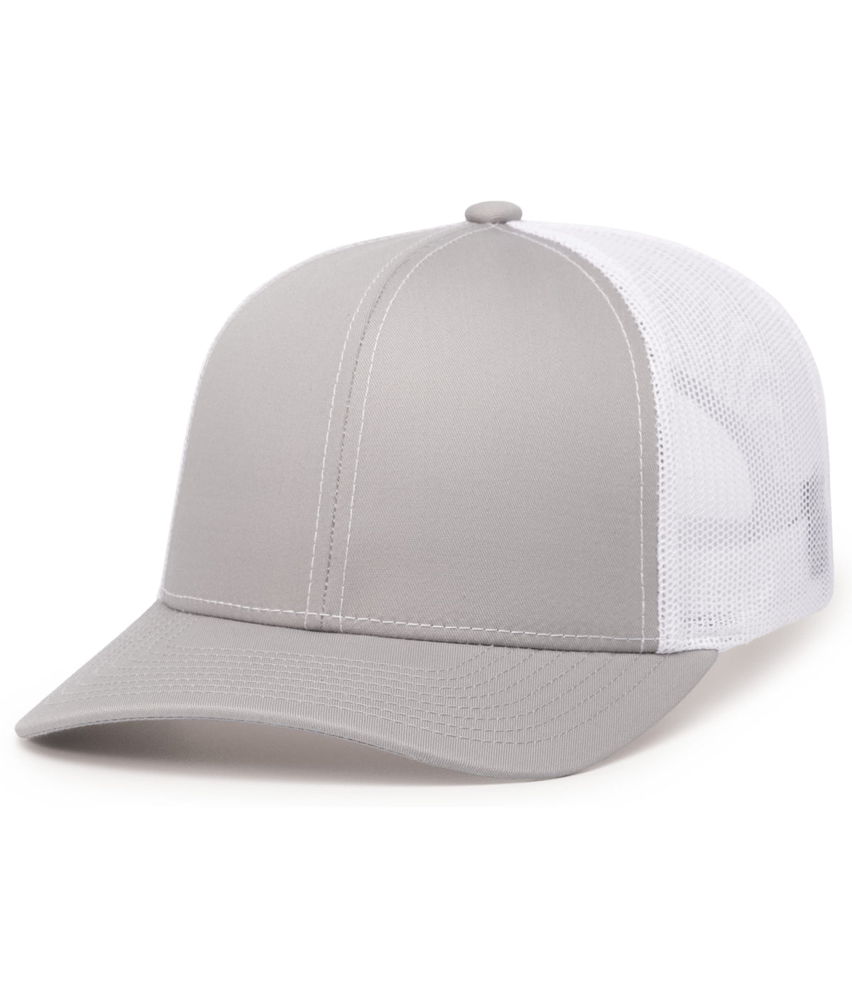 Pacific Headwear Trucker Snapback Cap - SILVER/WHITE/SILVER