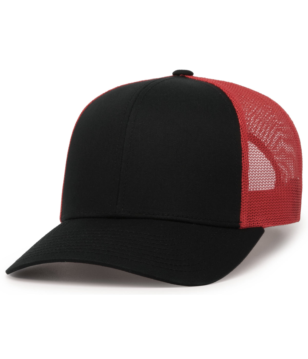 Pacific Headwear Trucker Snapback Cap - BLACK/RED/BLACK