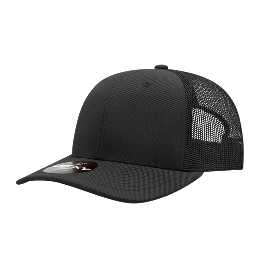 Decky 1053 6 Panel Mid Profile Structured Acrylic/Polyester Trucker - Black