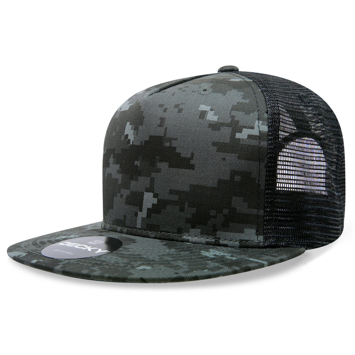 Decky 1063 5 Panel High Profile Structured Cotton/Poly Blend Trucker - NTG/BLK