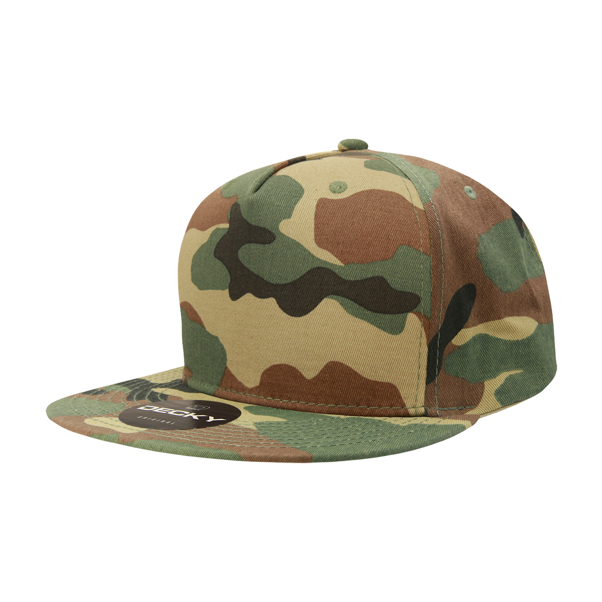 Decky 1064 5 Panel High Profile Structured Cotton Blend Snapback - Woodland