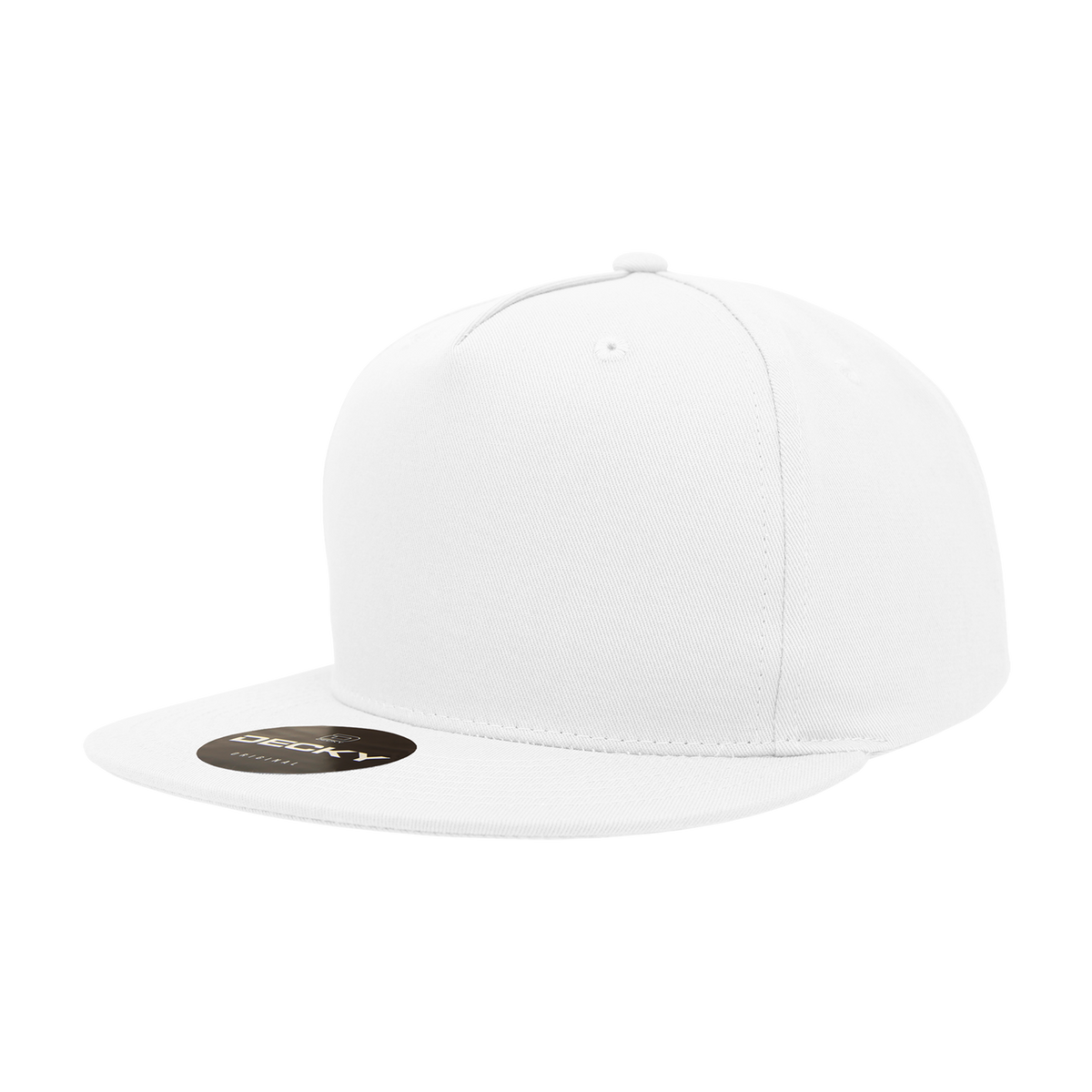Decky 1064 5 Panel High Profile Structured Cotton Blend Snapback - White