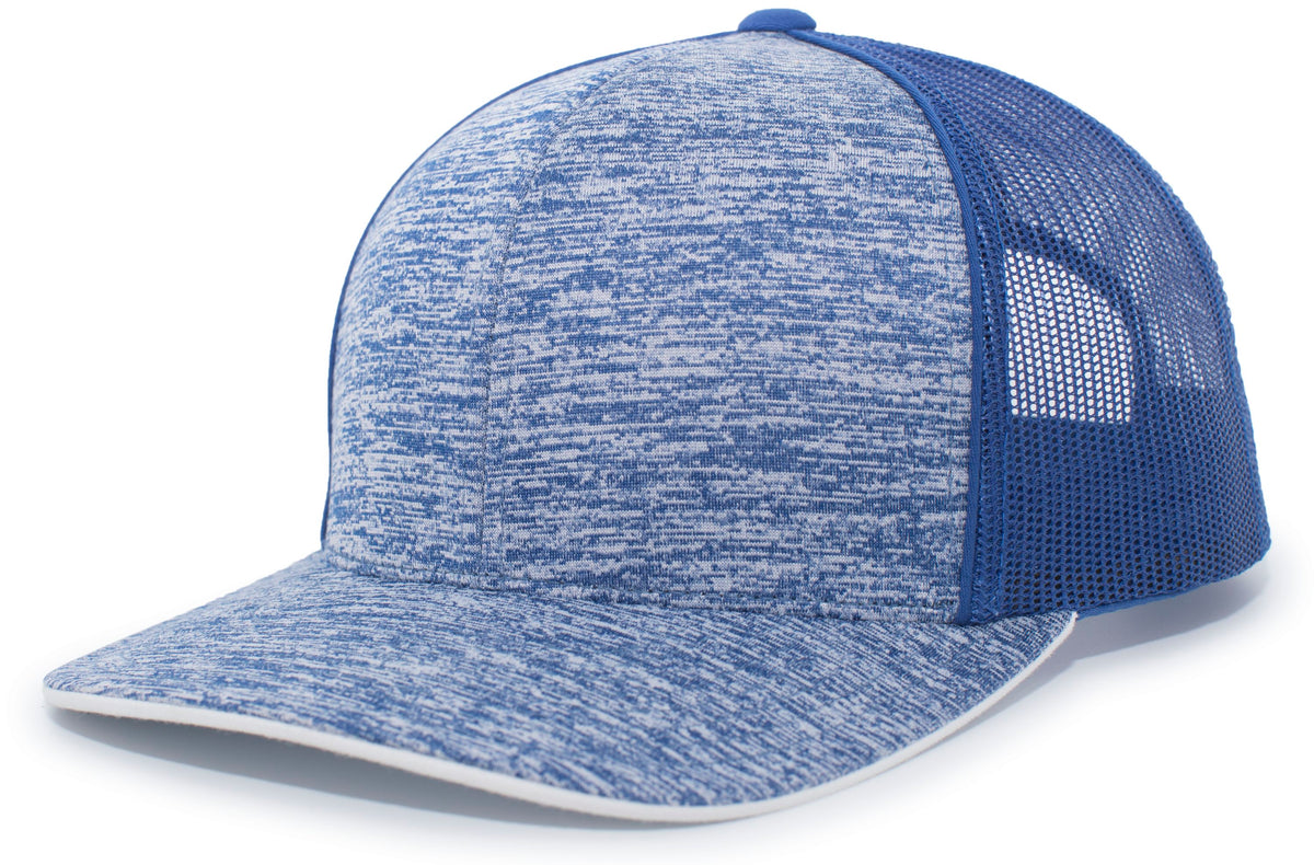 Pacific Headwear Aggressive Heather Trucker Snapback Cap - ROYAL/ROYAL