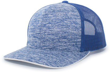 Pacific Headwear Aggressive Heather Trucker Snapback Cap - ROYAL/ROYAL