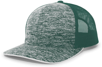 Pacific Headwear Aggressive Heather Trucker Snapback Cap - DARK GREEN/DARK GREEN