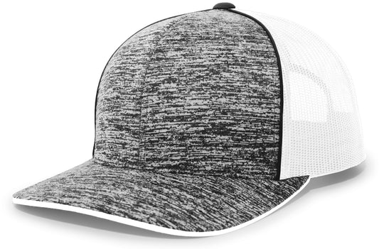 Pacific Headwear Aggressive Heather Trucker Snapback Cap - BH/WH/BH