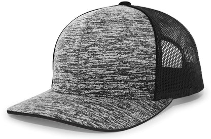 Pacific Headwear Aggressive Heather Trucker Snapback Cap - BLACK/LIGHT CHARCOAL