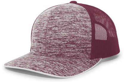 Pacific Headwear Aggressive Heather Trucker Snapback Cap - MAROON/MAROON