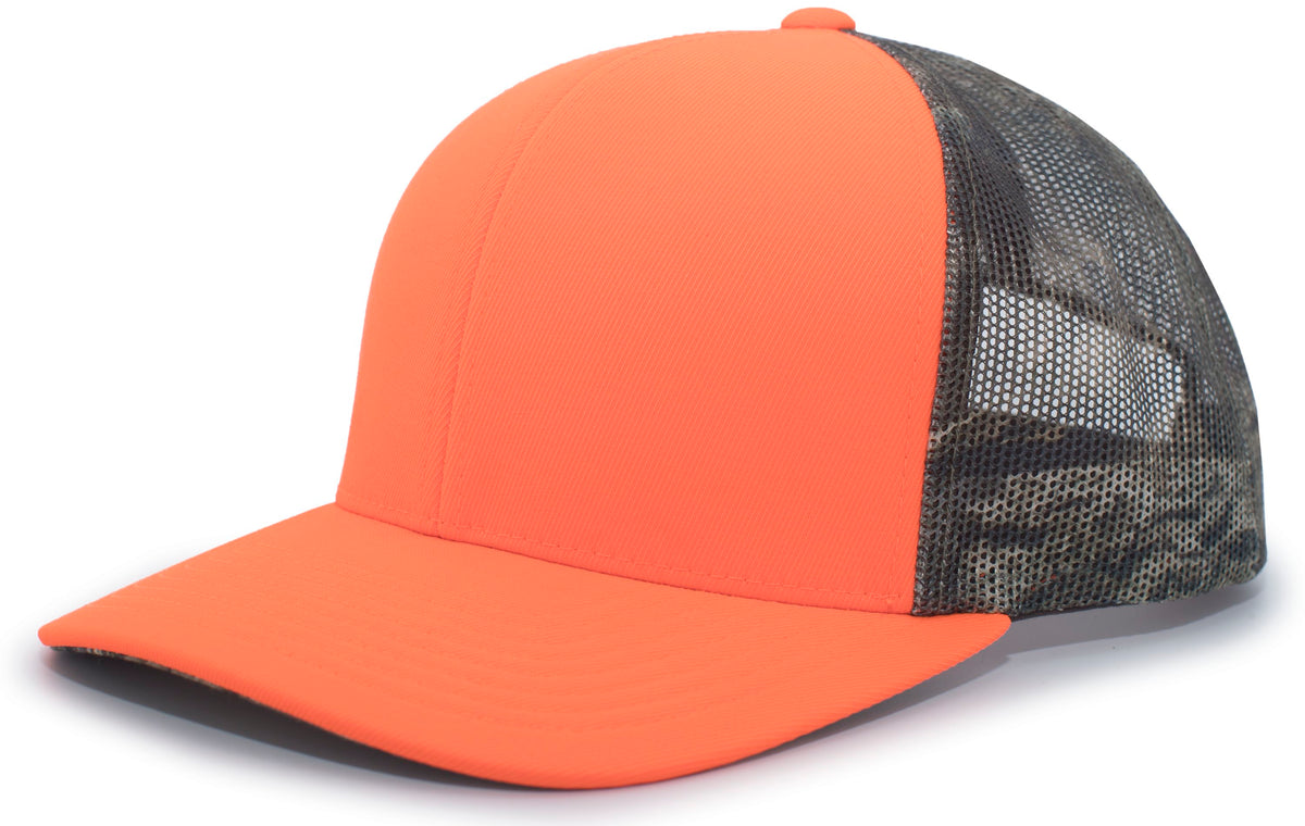 Pacific Headwear Camo Snapback Trucker Cap - BLAZE/BREAK-UP COUNTRY/BLAZE