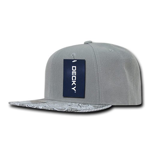 Decky 1093 6 Panel High Profile Structured Bandanna Bill Snapback - Grey/Grey