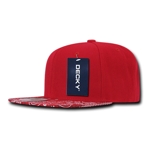 Decky 1093 6 Panel High Profile Structured Bandanna Bill Snapback - Red/Red