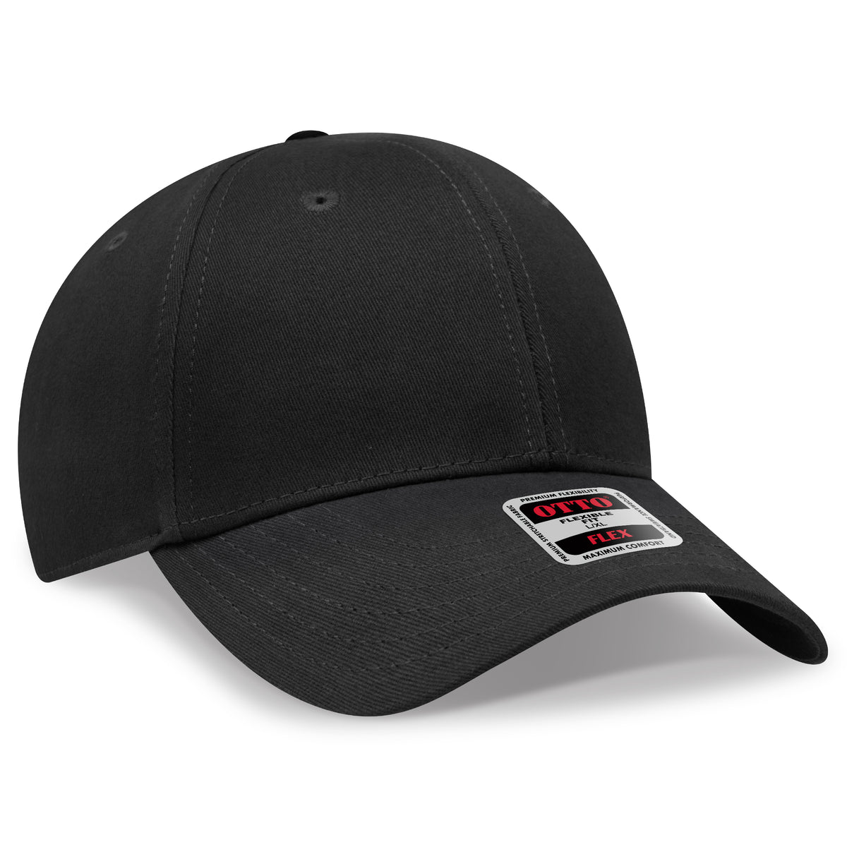 Otto Cap 11-1167 Otto Flex Fitted 6 Panel Low Profile Baseball Cap - Black