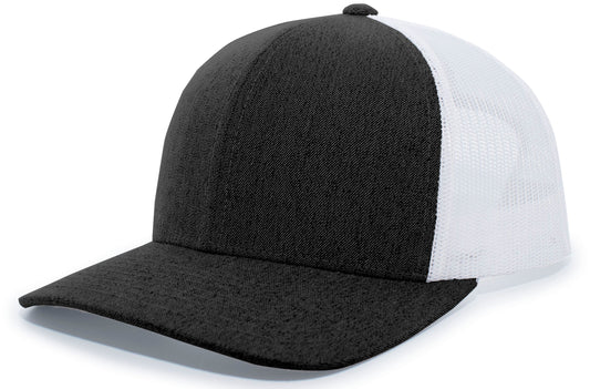 Pacific Headwear Heather Trucker Snapback Cap - BH/WH/BH