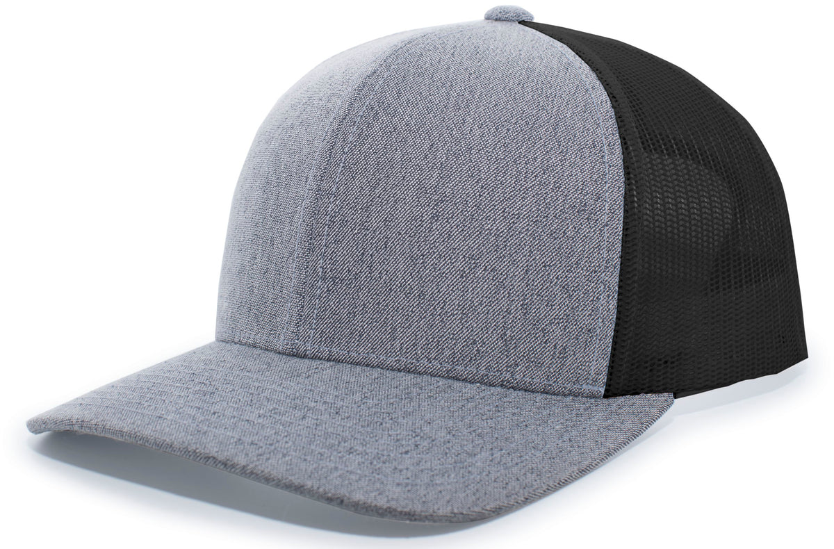 Pacific Headwear Heather Trucker Snapback Cap - GH/BK/GH