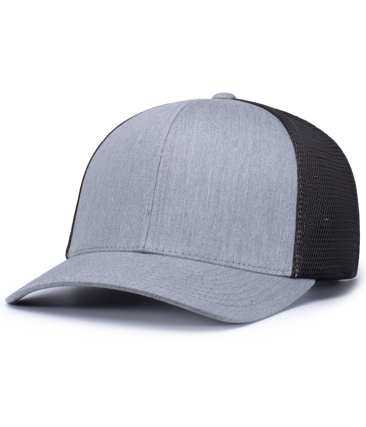 Pacific Headwear Trucker Flexfit Snapback Cap - HEATHER GREY/LT CHARCOAL/HEATH