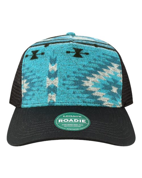 Legacy Five-Panel Adjustable Cap - Aqua Aztec/ Black
