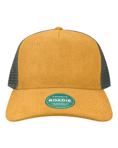 Legacy Five-Panel Adjustable Cap - Mustard Corduroy/ Dark Grey