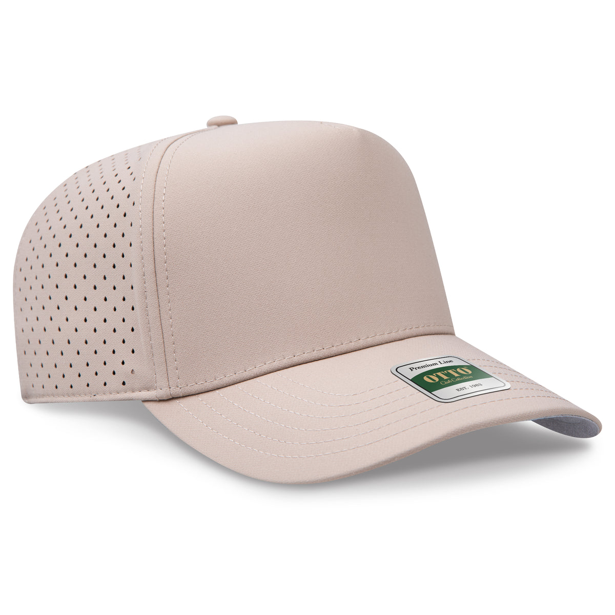 Otto Cap 116 Comfy Fit Club Collection 5 Panel Mid Profile Perforated Cap - Khaki