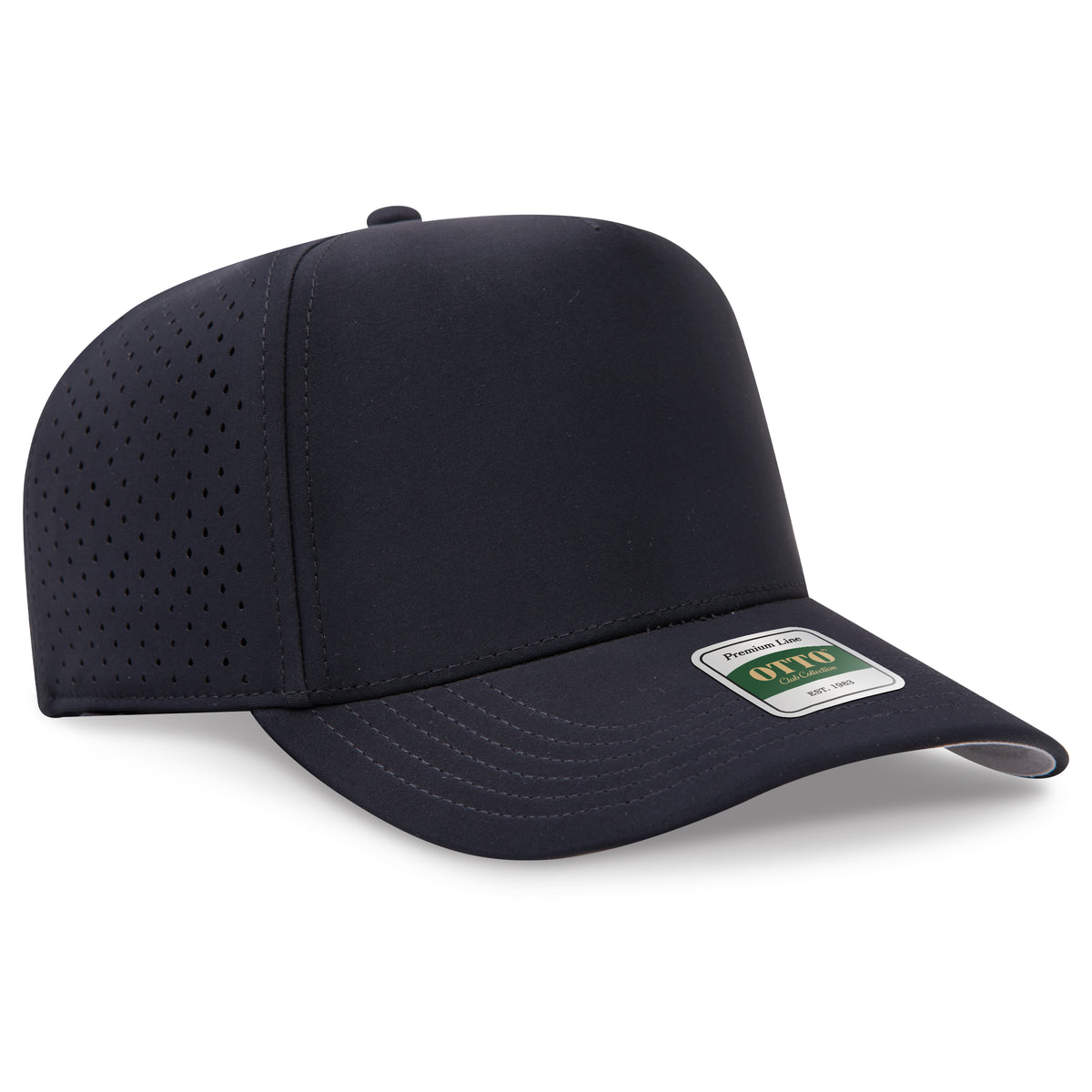 Otto Cap 120 Comfy Fit Club Collection 5 Panel Mid Profile Perforated Cap - Black