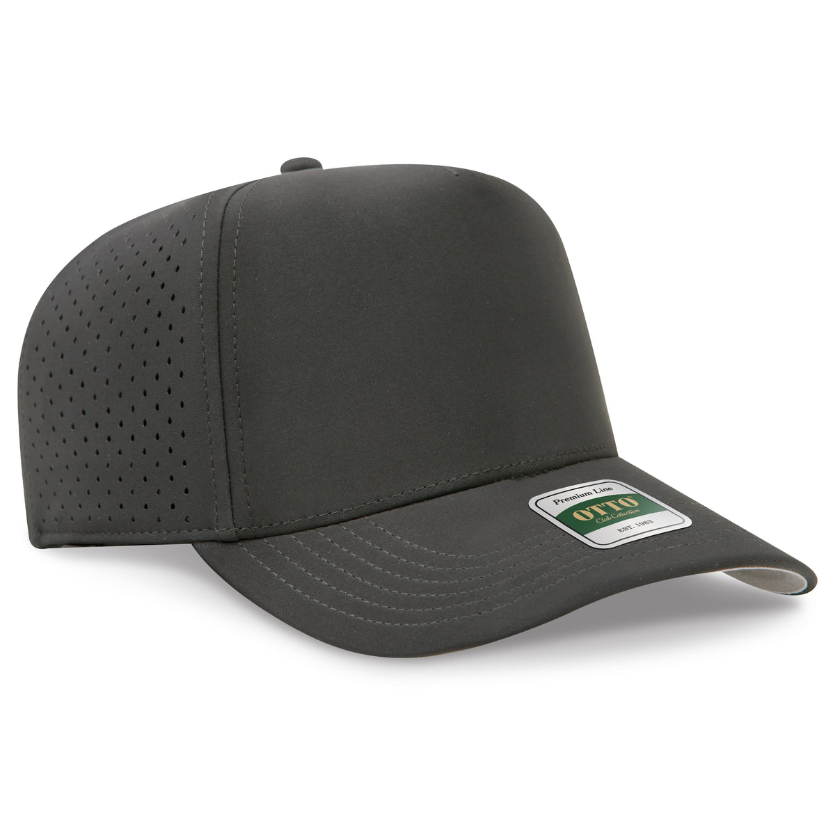 Otto Cap 120 Comfy Fit Club Collection 5 Panel Mid Profile Perforated Cap - Charcoal Gray