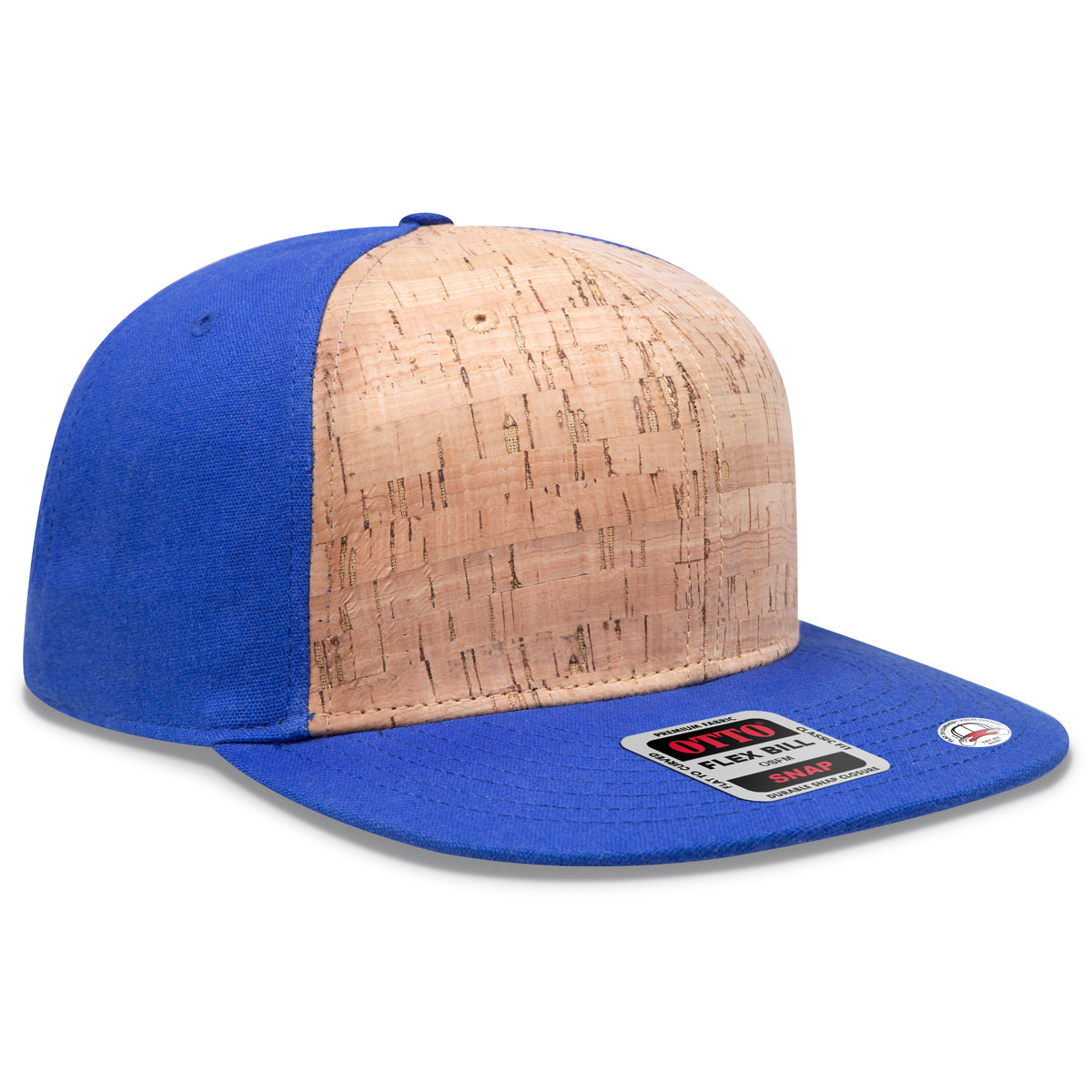 Otto Cap 125 Otto Snap 6 Panel Pro Style Snapback Hat - Royal/Cork/Royal