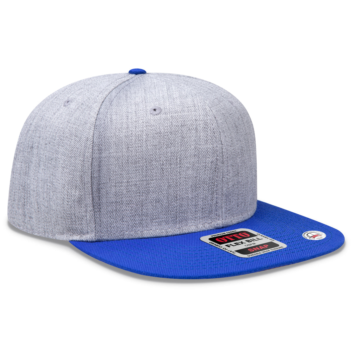 Otto Cap 125 Otto Snap 6 Panel Pro Style Snapback Hat - Royal/Heather Gray/Heather Gray