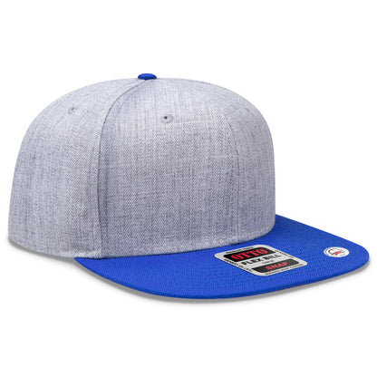 Otto Cap 125 Otto Snap 6 Panel Pro Style Snapback Hat - Royal/Heather Gray/Heather Gray