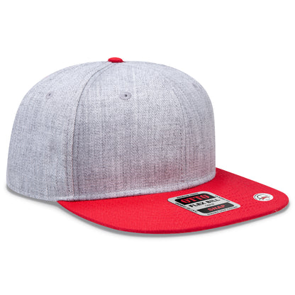 Otto Cap 125 Otto Snap 6 Panel Pro Style Snapback Hat - Red/Heather Gray/Heather Gray