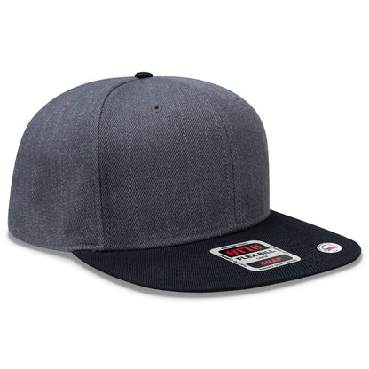 Otto Cap 125 Otto Snap 6 Panel Pro Style Snapback Hat - Black/Heather Black/Heather Black