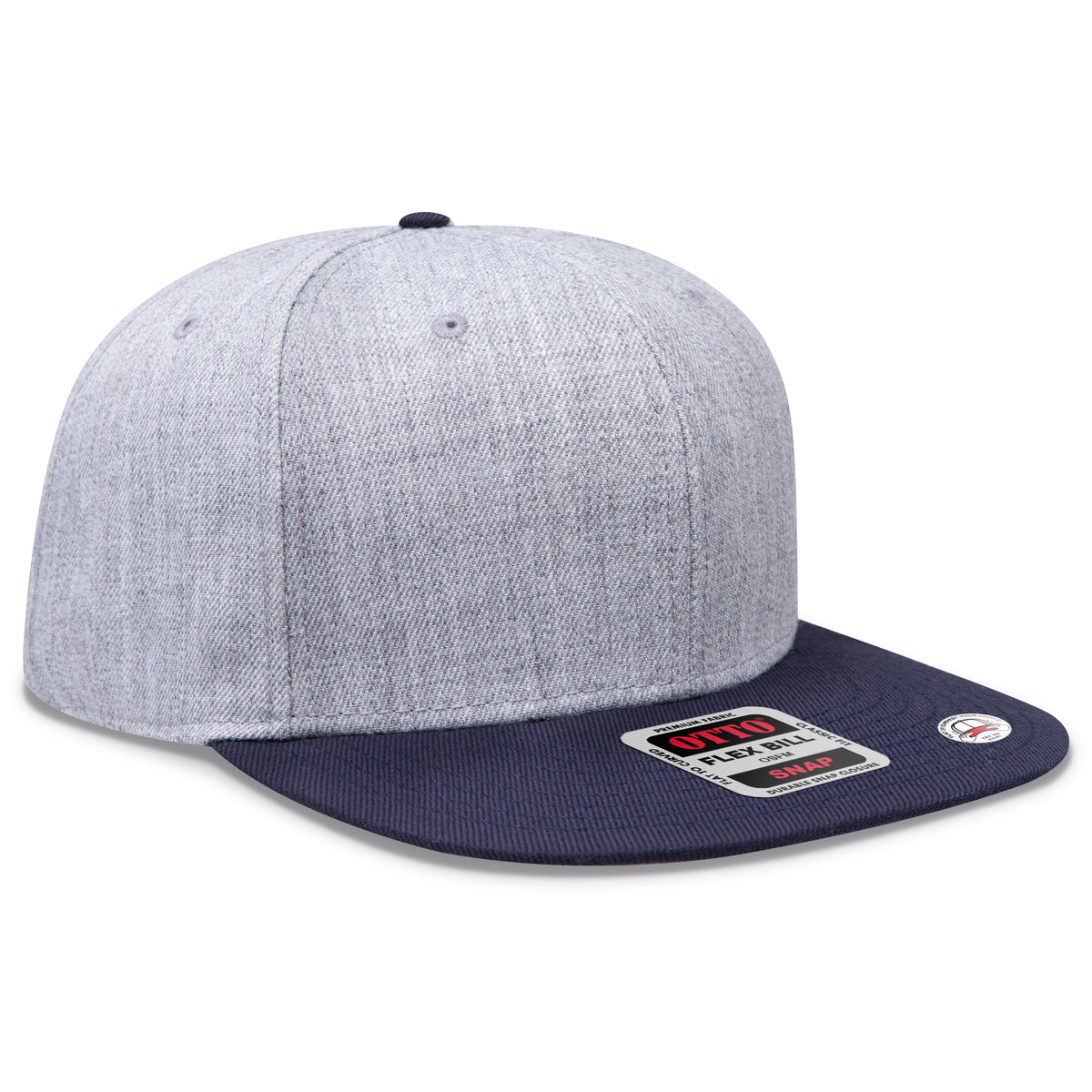 Otto Cap 125 Otto Snap 6 Panel Pro Style Snapback Hat - Navy/Heather Gray/Heather Gray