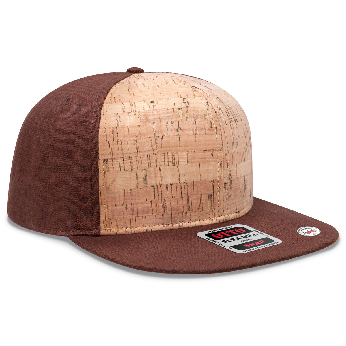 Otto Cap 125 Otto Snap 6 Panel Pro Style Snapback Hat - Brown/Cork/Brown