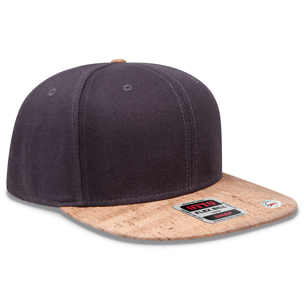 Otto Cap 125 Otto Snap 6 Panel Pro Style Snapback Hat - Cork/Charcoal Gray