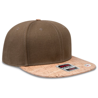 Otto Cap 125 Otto Snap 6 Panel Pro Style Snapback Hat - Cork/Military Green