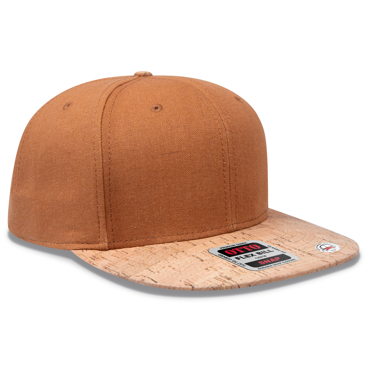 Otto Cap 125 Otto Snap 6 Panel Pro Style Snapback Hat - Cork/Coyote Brown