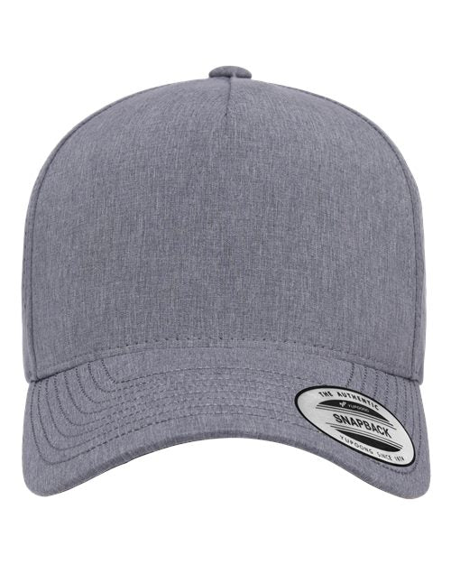 YP Classics Five-Panel Snapback with Perforated Cap - Heather Grey