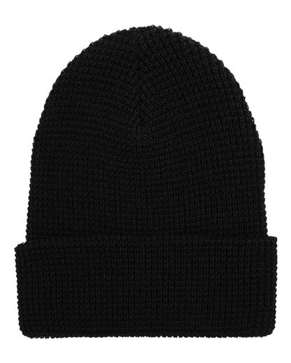 YP Classics Waffle Cuffed Knit Beanie - Black