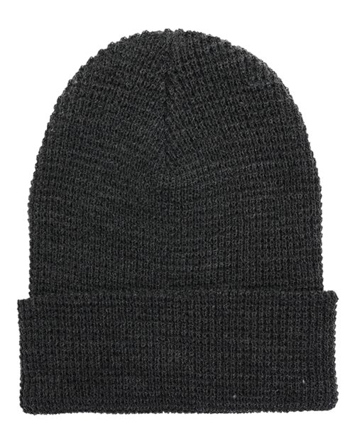 YP Classics Waffle Cuffed Knit Beanie - Dark Grey