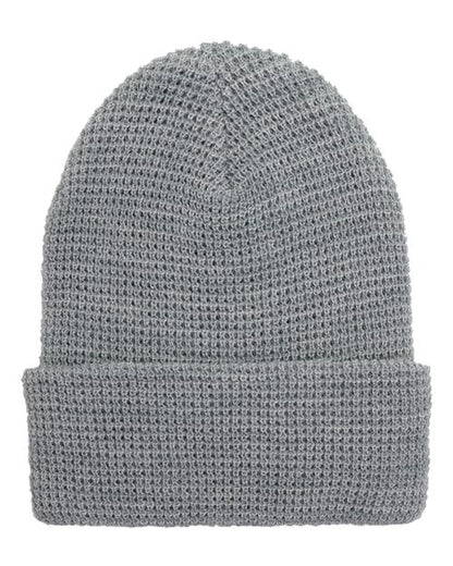 YP Classics Waffle Cuffed Knit Beanie - Heather Grey