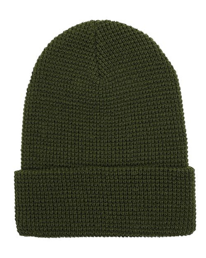 YP Classics Waffle Cuffed Knit Beanie - Olive