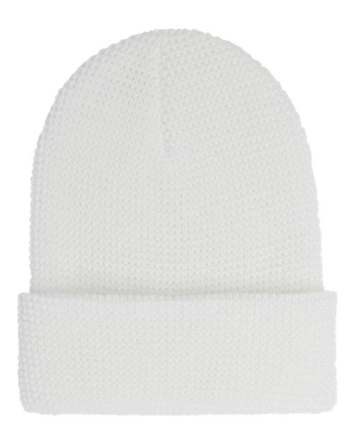 YP Classics Waffle Cuffed Knit Beanie - White